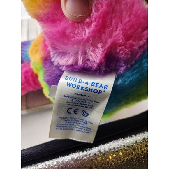 Build A Bear rainbow teddy colorful 16" Plush Soft Stuffed Animal BAB - Picture 6 of 6